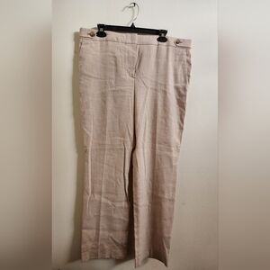 Ann Taylor Women's Pants The Straight Beige Herringbone Mid-Rise Size 14‎ NWT